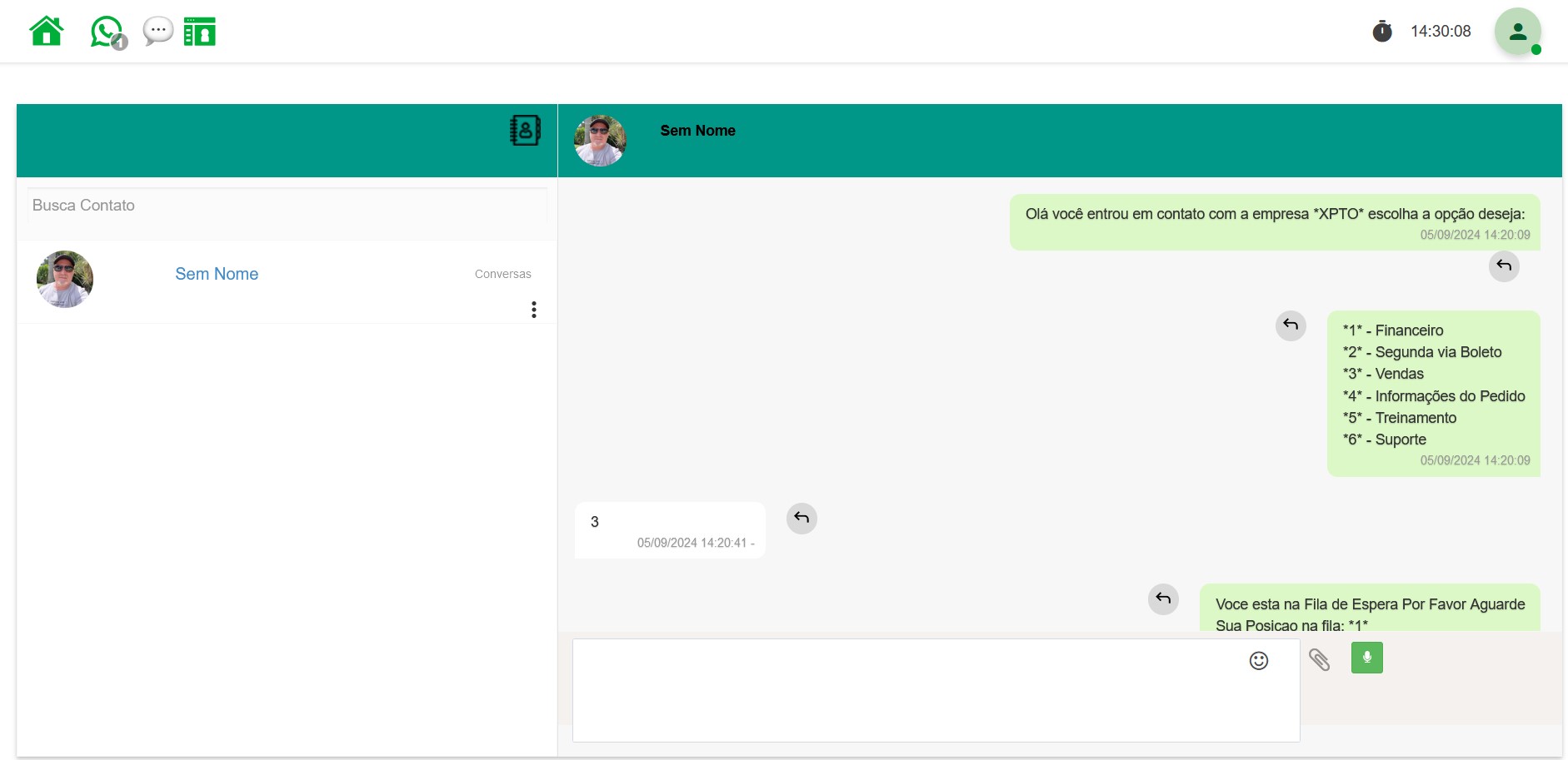 Tela do Usuário Atendente